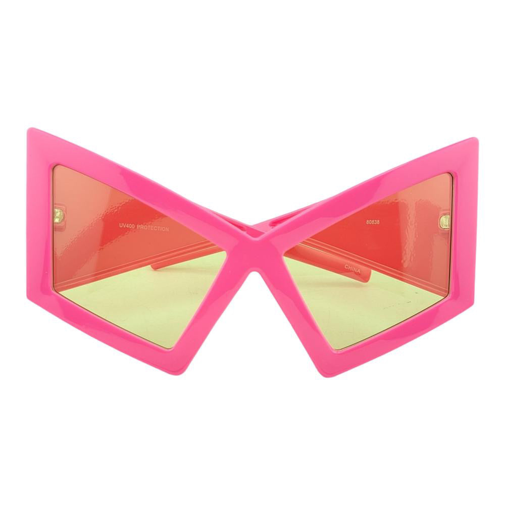 BOLD FUNKY NEON OVERSIZED CAT EYE SUNGLASSES