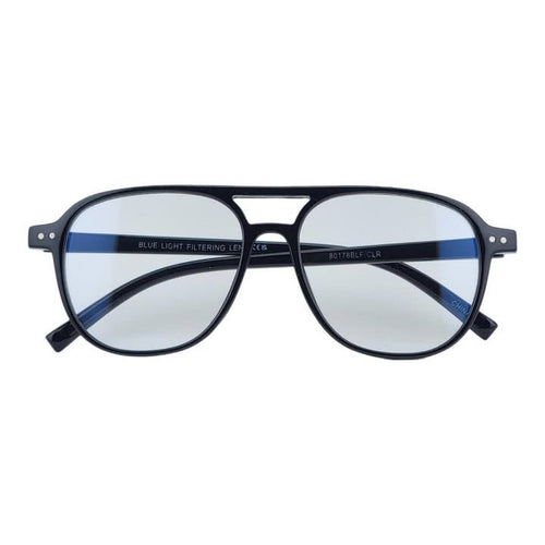 Streamlined Minimalist Studded Retro Blue Light Clear Lens Aviator
