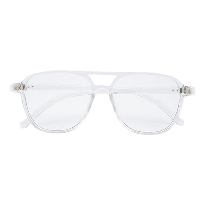 Streamlined Minimalist Studded Retro Blue Light Clear Lens Aviator