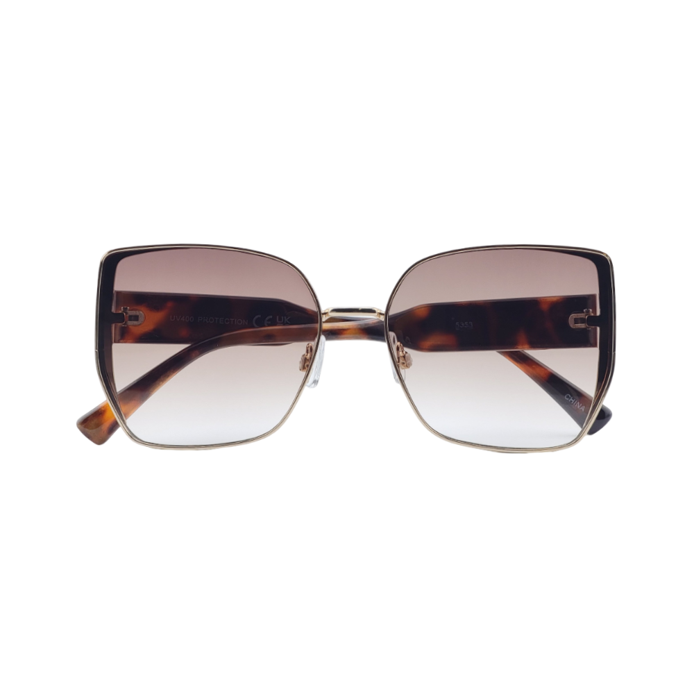 High Fashion Metal Trim Flat Lens Cat Eye Sunnies