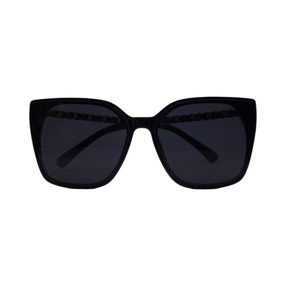 Oversized Fashionable Cat Eye Sunnies w/ Chain Detailed Temples