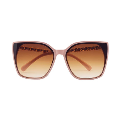 Oversized Fashionable Cat Eye Sunnies w/ Chain Detailed Temples