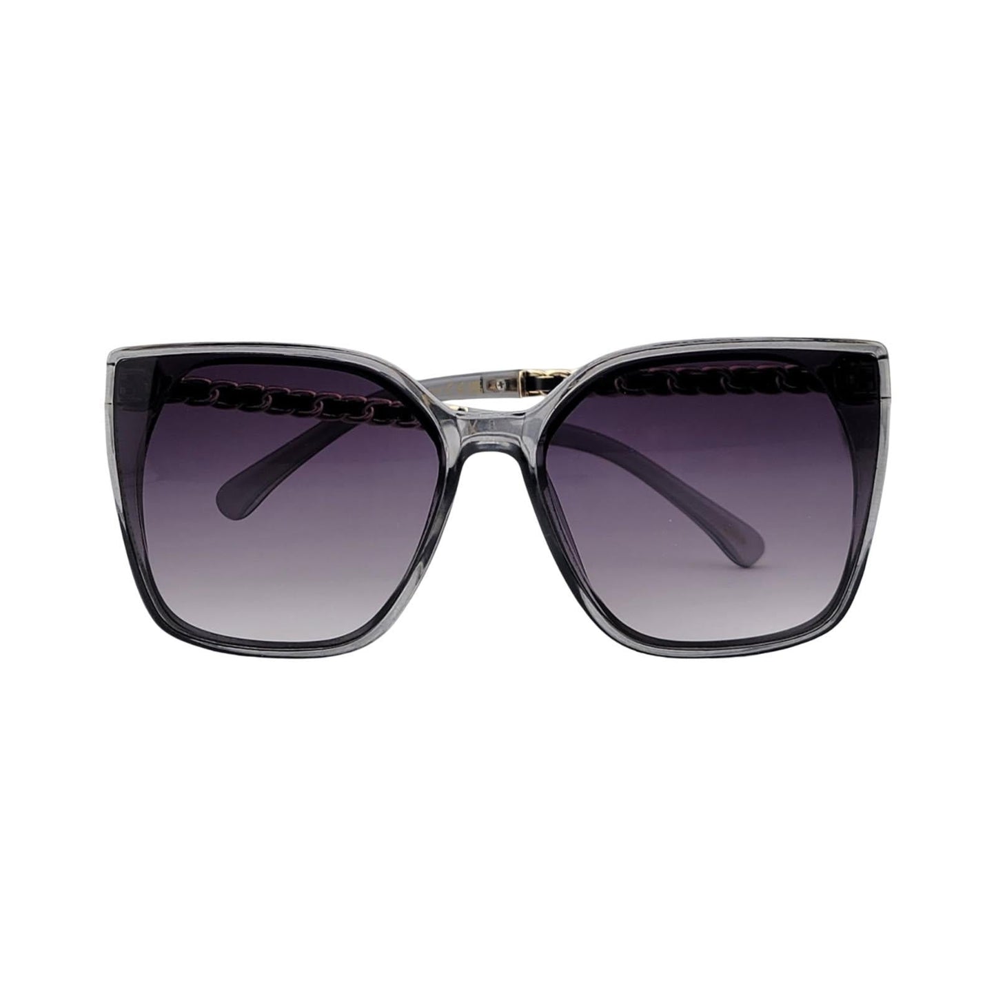Oversized Fashionable Cat Eye Sunnies w/ Chain Detailed Temples